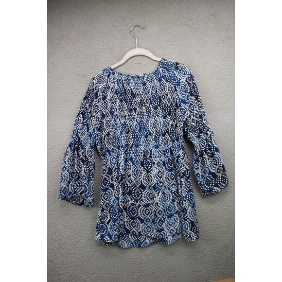 Spense 3/4 Bell Sleeve Stretchy Smocked Tunic-Size Large-BOHO - Picture 8 of 10